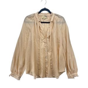 Elizabeth‎ & James Silk Blouse Small Peasant Blouse Cream Champagne